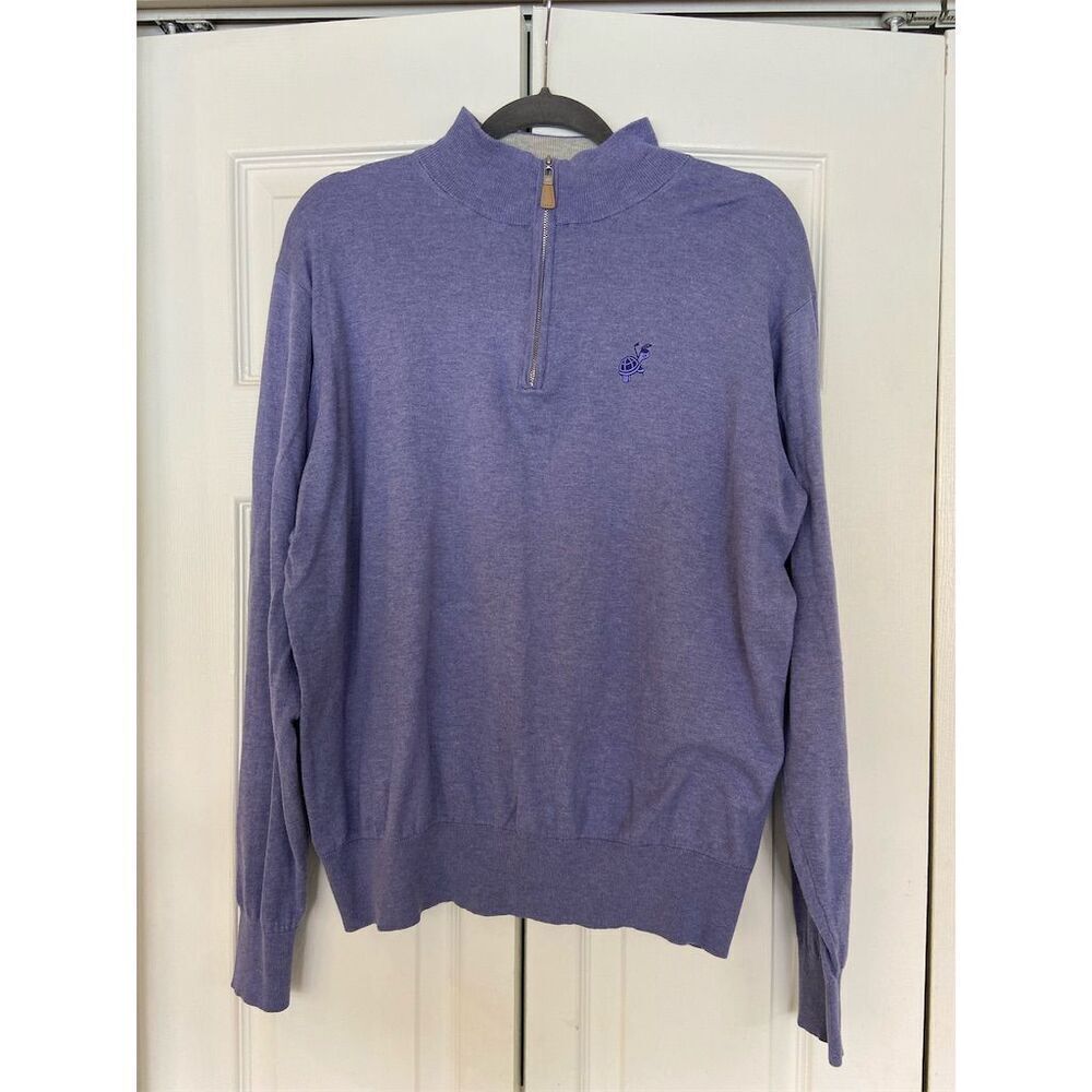 Peter Millar Men's L Purple Quarter-Zip Pullover Sweater Long Sleeve